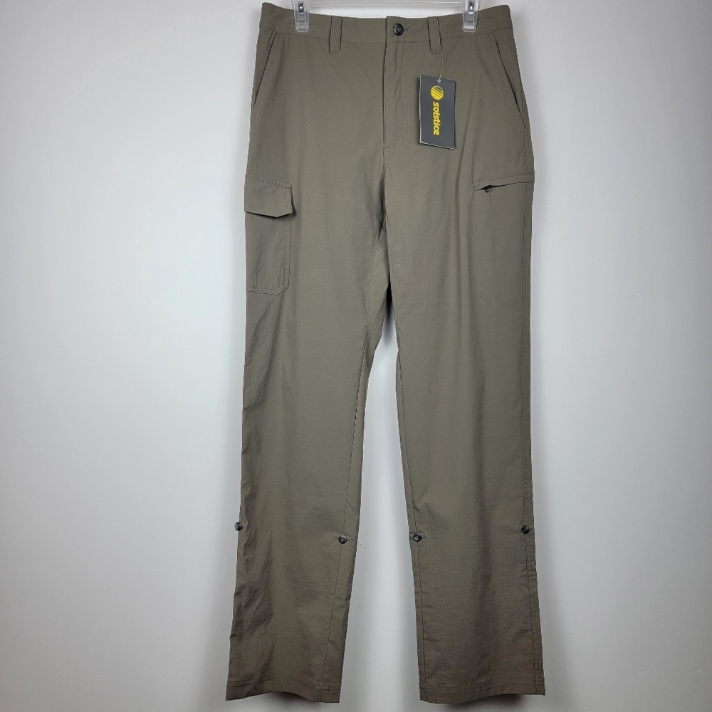 Solstice Mens Apparel Stretch Roll Up Hiking UPF 50 Pants Bark Color Size 32.